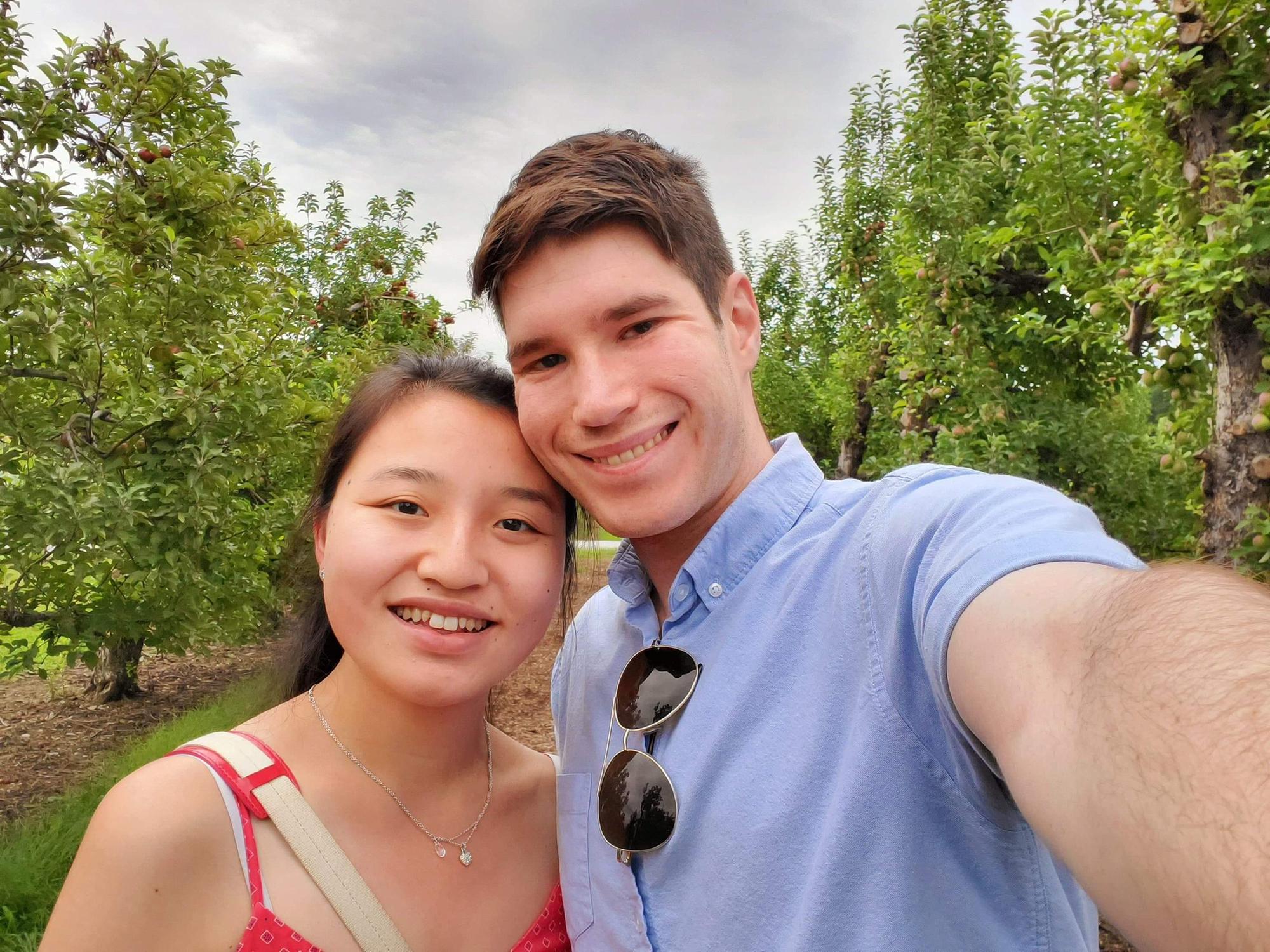 Lia and Jon in the apple orchards at Angry Orchards in Walden, NY from August 2019
