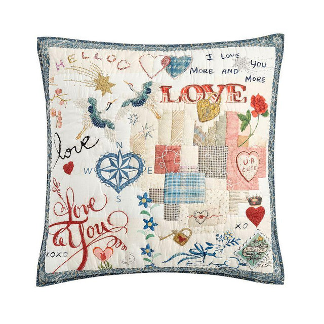 Devin Embroidered Love Quilted Sham, Multi, Euro
