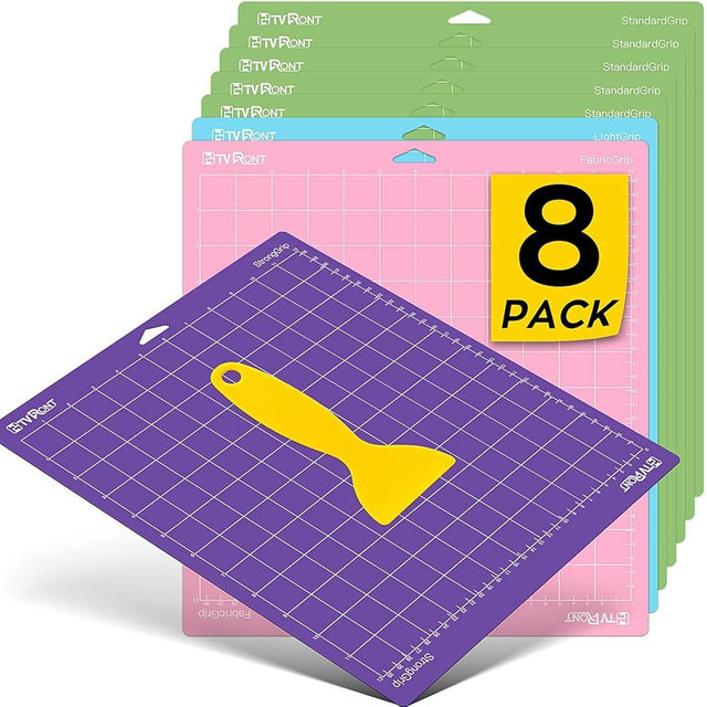 HTVRONT Cutting Mat, 8 Pcs Cutting Mat 12x12(Standard, Light, Strong, FabricGrip) Compatible with Cricut Maker 3/Maker 4/Maker/Explore 3/4/Air 2/One, Variety Adhesive Sticky Cutting Mats Accessories