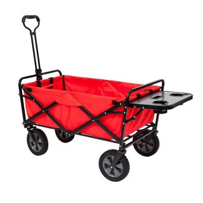 Mac Sports Collapsible Folding Outdoor Garden Utility Wagon Cart W/ Table, Red