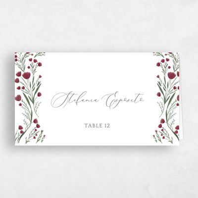 Currant Red Wedding Place Card - Pemberton