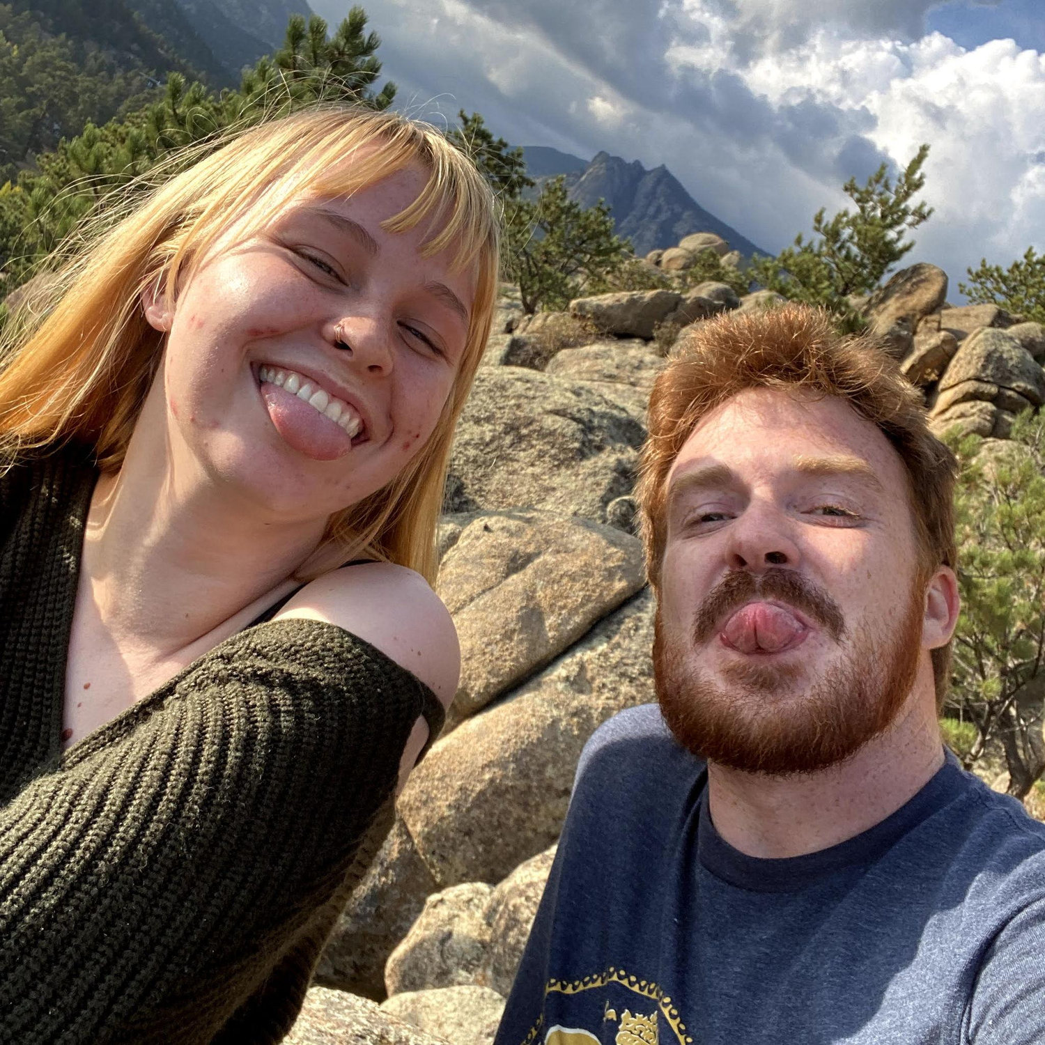 We climbed these rocks just outside of the Stanley Hotel in Estes Park! Tallon was scared but he did a good job hiding it ;)