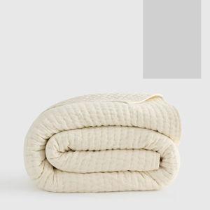 European Linen Cotton Stitch Quilt - Ivory, Full/Queen