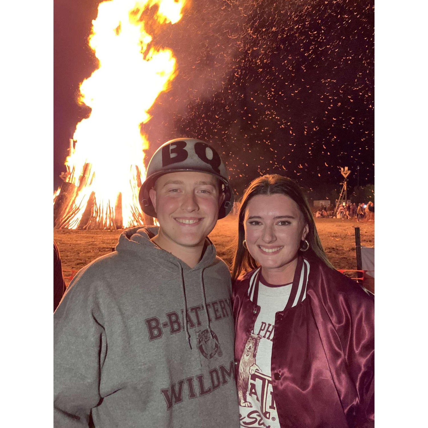 Aggie Bonfire 2023 - Where we reconnected after being acquaintances. Bradley finally got Madison's number here