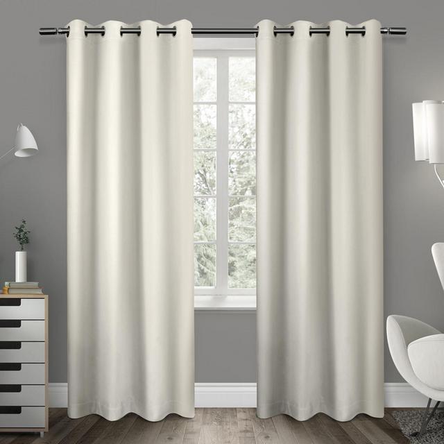 Sateen 63-Inch Grommet Top Room Darkening Window Curtain Panels in Ivory (Set of 2)