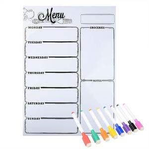 Magnetic Refrigerator Whiteboard,Weekly Menu, Meal Planner, Grocery Shopping List, Dry Erase Board, For Kitchen Fridge with 8 color Magnetic Markers (16inchx12inch, Vertical FLAT PACK)