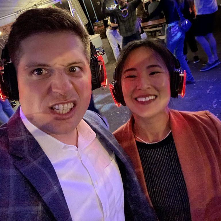 Jamming out at a "silent" disco in downtown D.C.