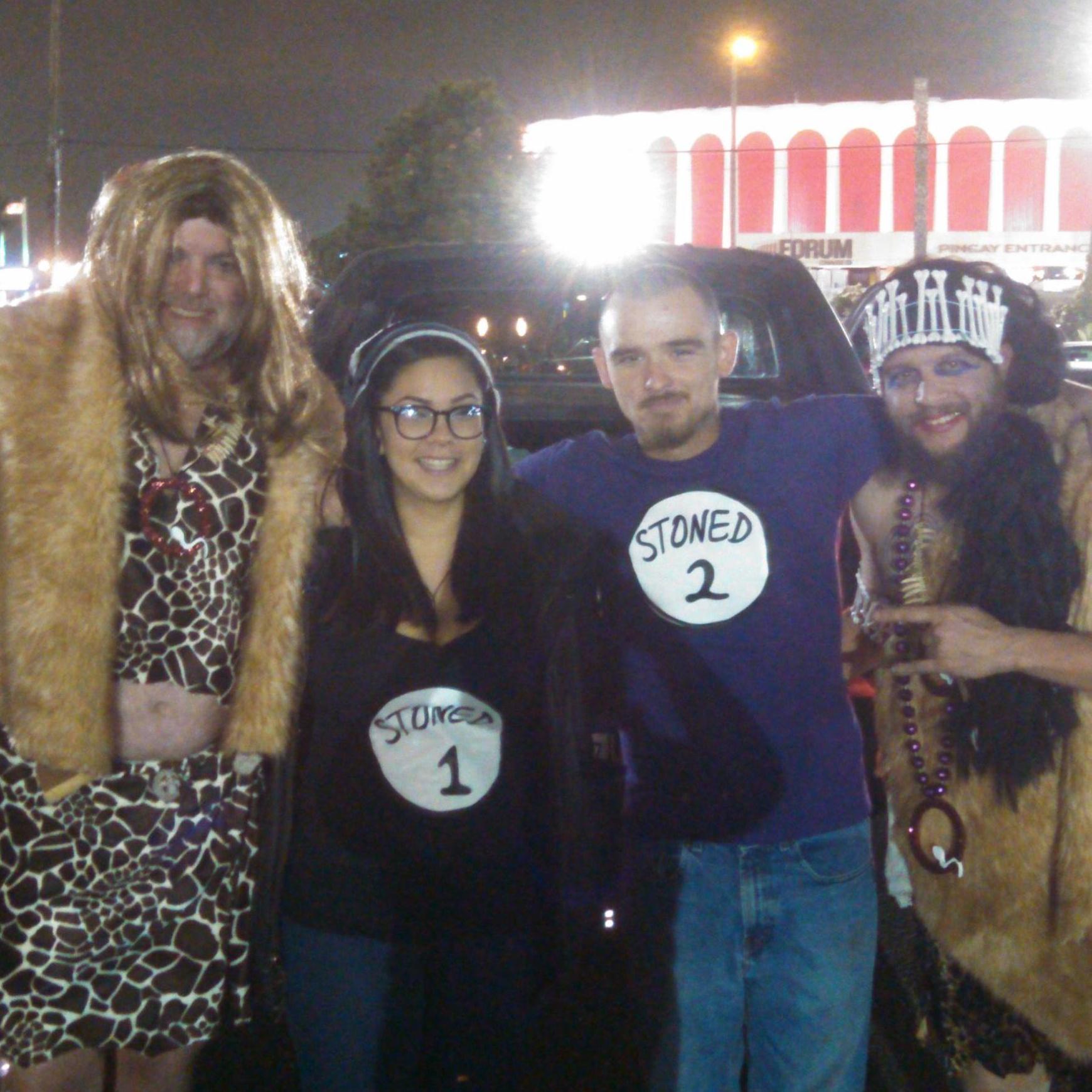 Tyler and I posing with some "Queens of the Stone Age" on Halloween, 2014.
