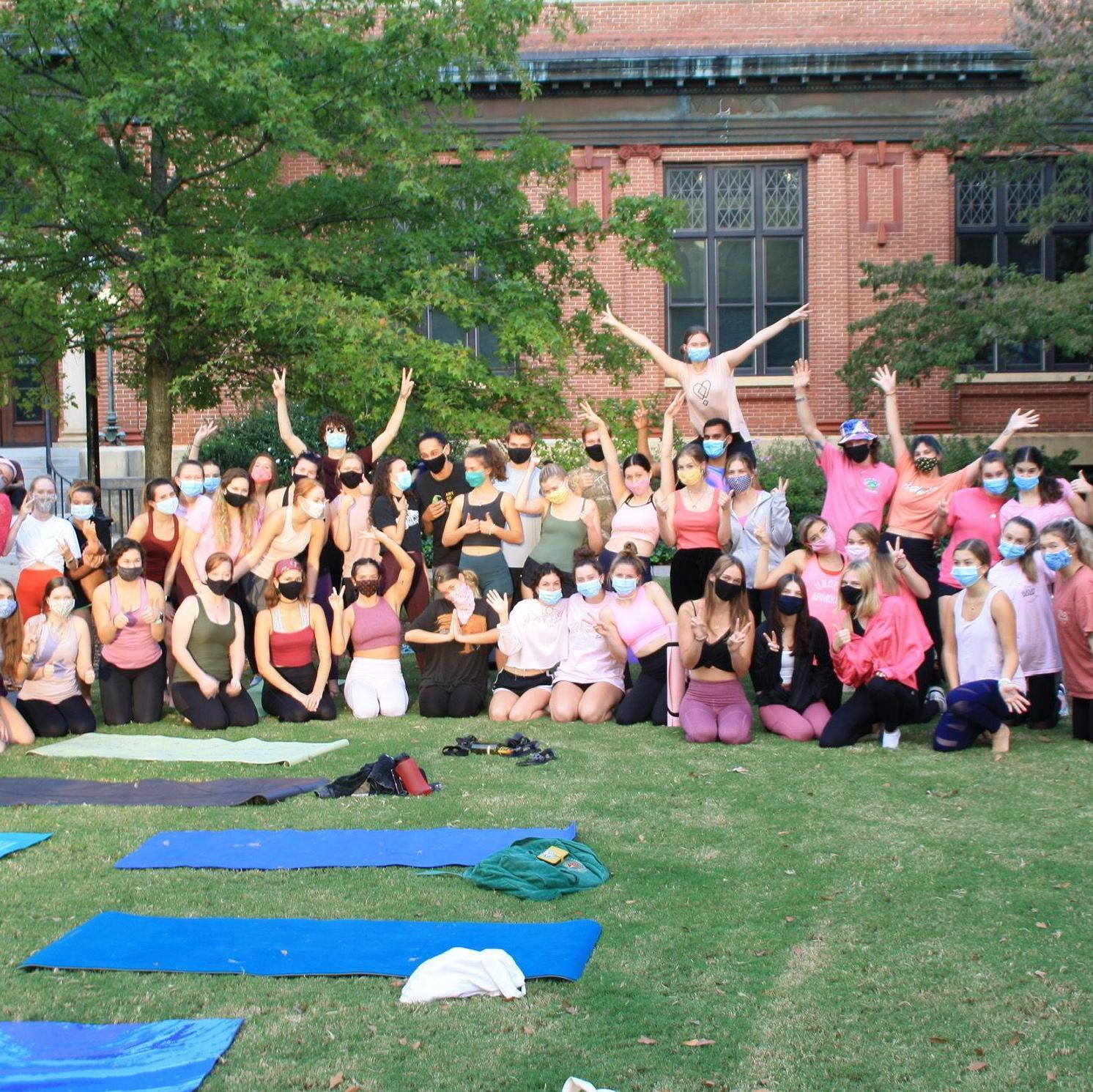 One of the biggest yoga classes we taught together for UGA Bhakti Yoga Club!