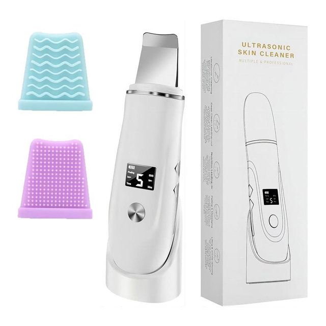 Skin Scrubber Face Spatula, Face Spatula Blackhead Remover for Deep Cleansing Skin Spatula, 4 in 1 Pore Extractor with USB Charger (Large)
