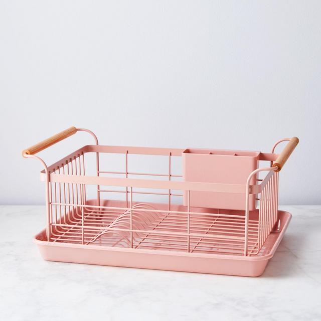Blush Wood-Handled Dish Rack