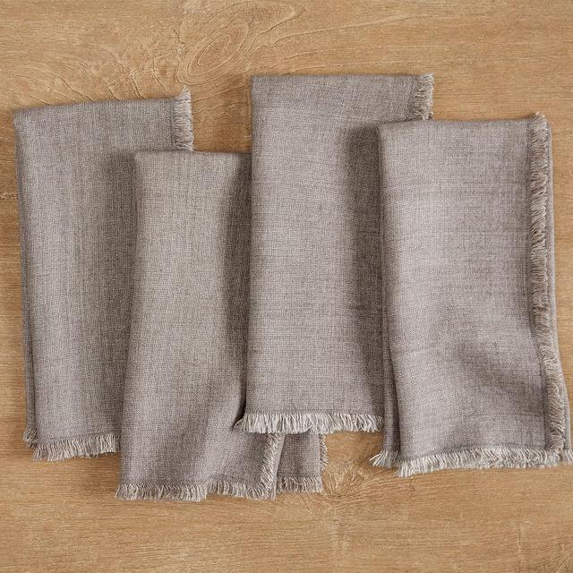 Frayed Oversized Linen Napkins, Set of 4 - Flax
