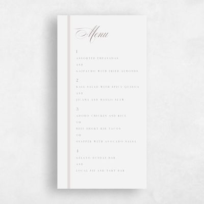 Taupe, Grey Wedding Menu - Felicity