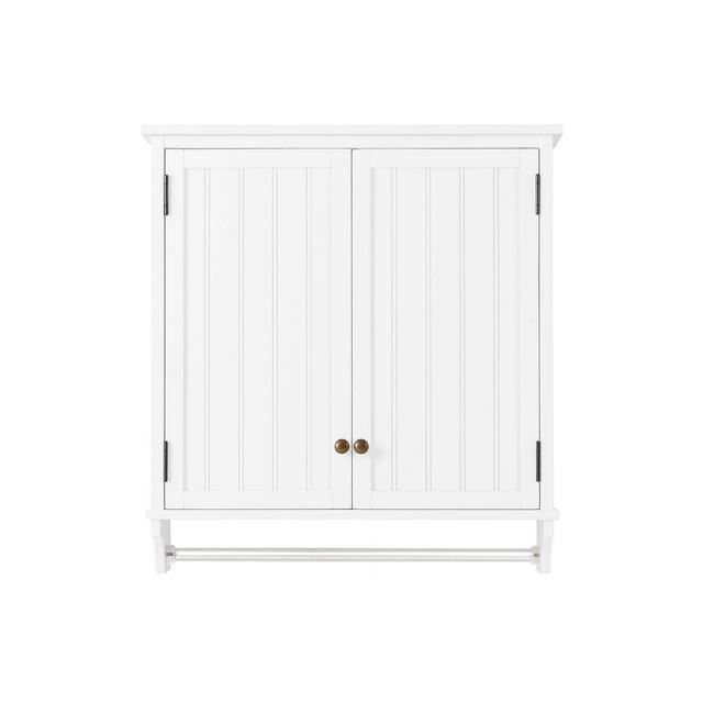 Dover Wall Mounted Bathroom Storage Cabinet with Two Doors and Towel Rod White - Alaterre Furniture