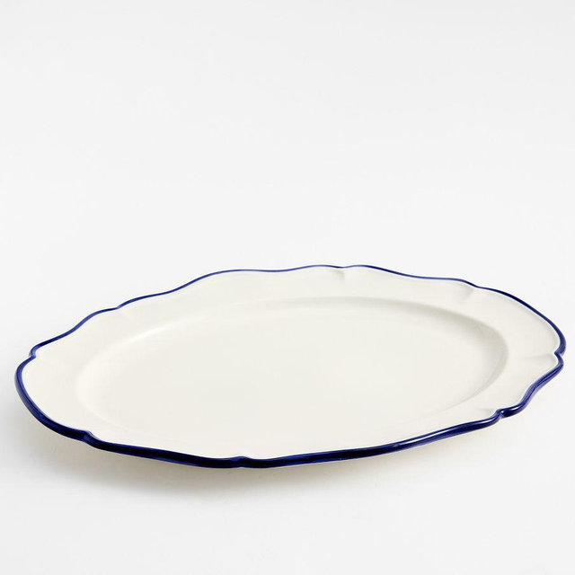 Heirloom Stoneware Oval Serving Platter, Large - Navy