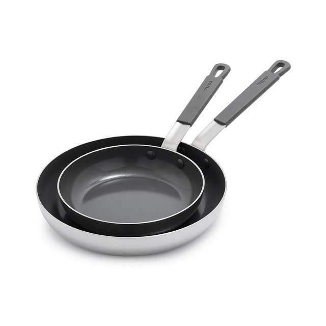 GreenPan X Bobby Flay Nonstick Stainless Steel 8" and 10" Frypan Set