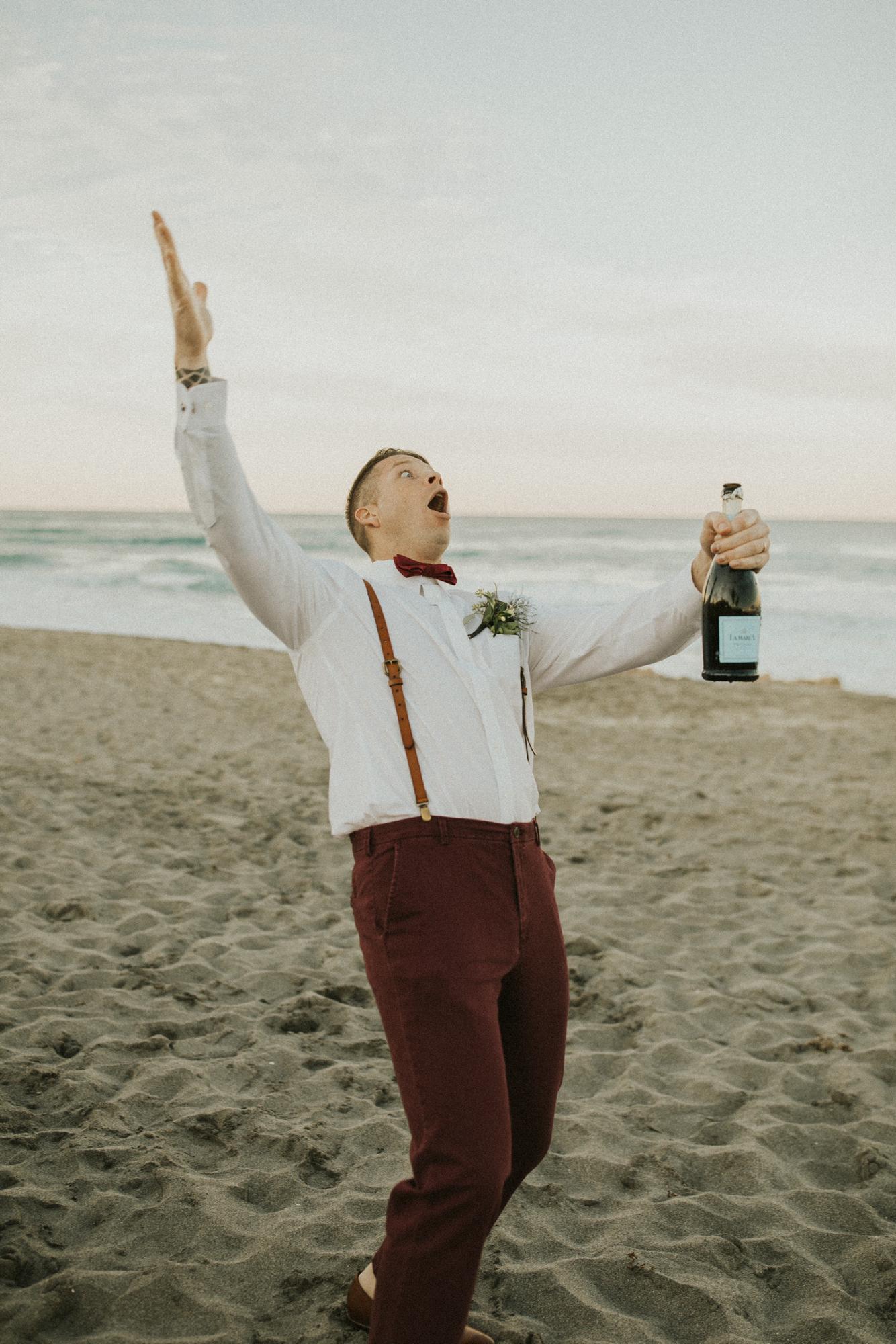 He [attempted] popped the champagne...