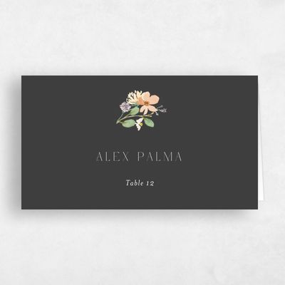 Dark Charcoal, Grey Wedding Place Card - Liana