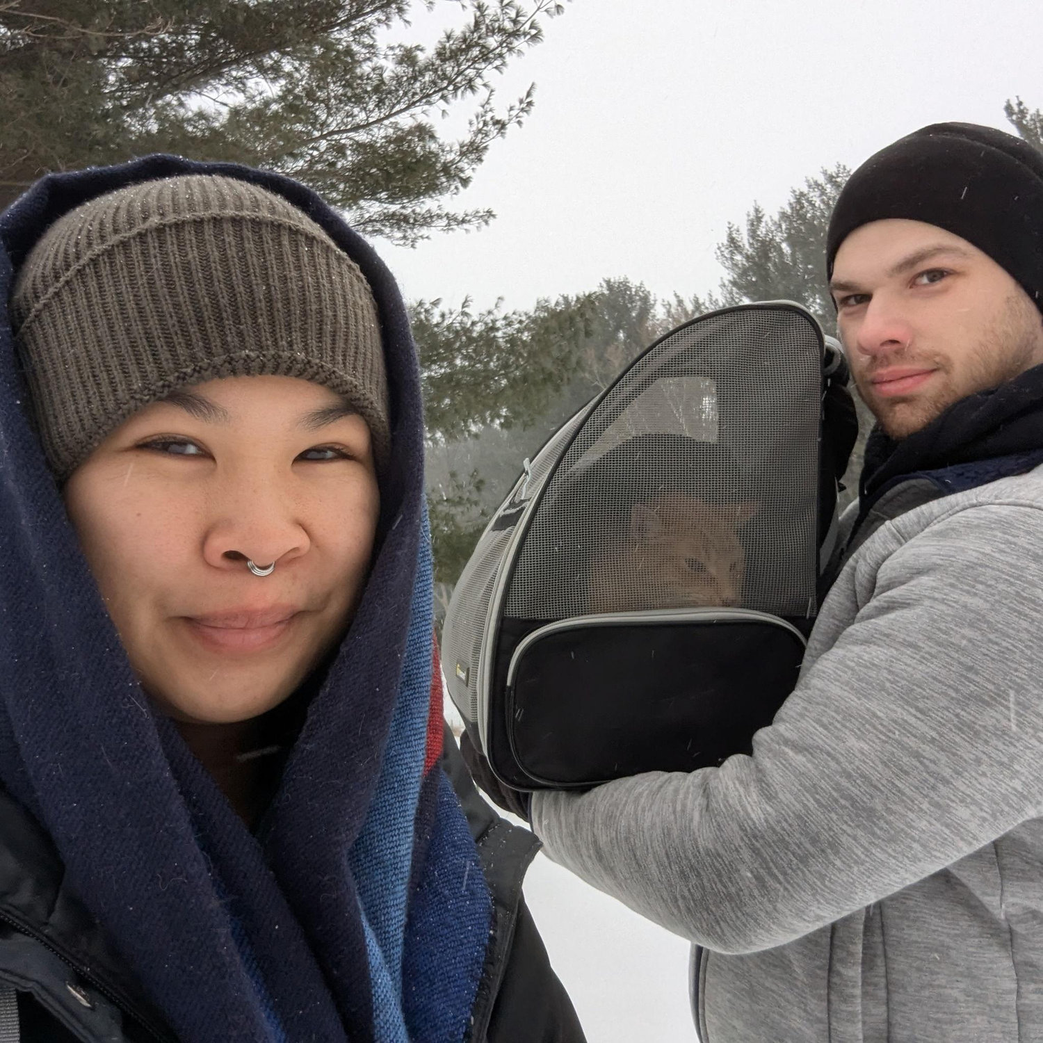 26 Jan 26: Adventured out into the snow with 2/3 of our cats, Meatball (shown) and Fitz (not shown).
