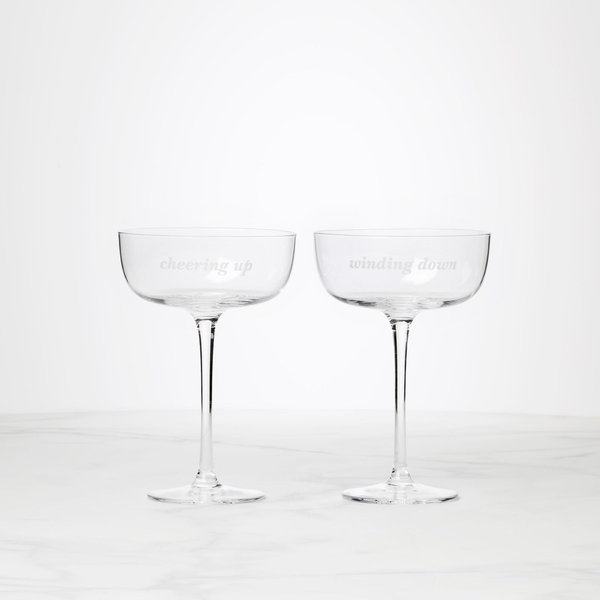 Winding Down & Cheering Up Novelty Coupe Glasses - Thumbnail 4