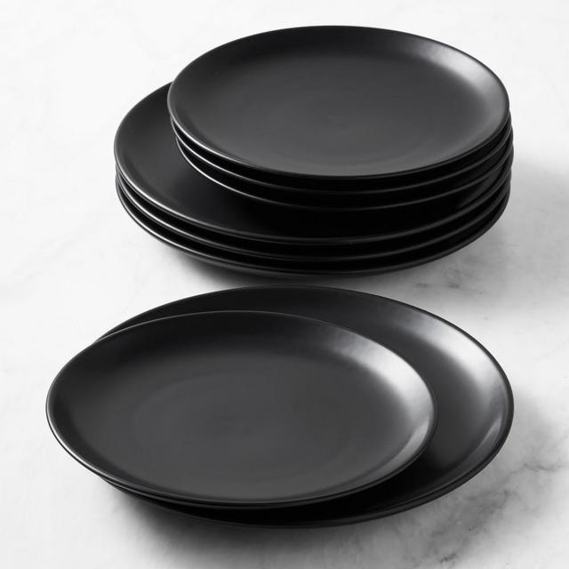 Open Kitchen by Williams Sonoma Matte Coupe Dinner & Salad Plates, Set of 4, Black