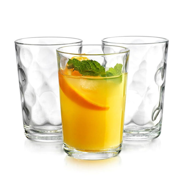 Home Essentials Drinking Glasses - Set of 10 - Juice Glass Small Cups, Premium Quality Cooler 7 Oz. Circular Glassware. Ideal for Water, Juice, Cocktails, and Iced Tea. Dishwasher Safe.