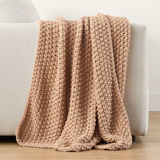 Bayside Chunky Knit Throw, 44x56 Inches, Clay