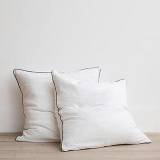 Piped Linen Euro Pillowcase, Set of 2