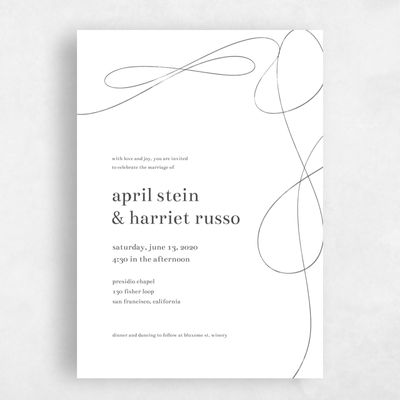 White Wedding Invitation - Powell Portrait