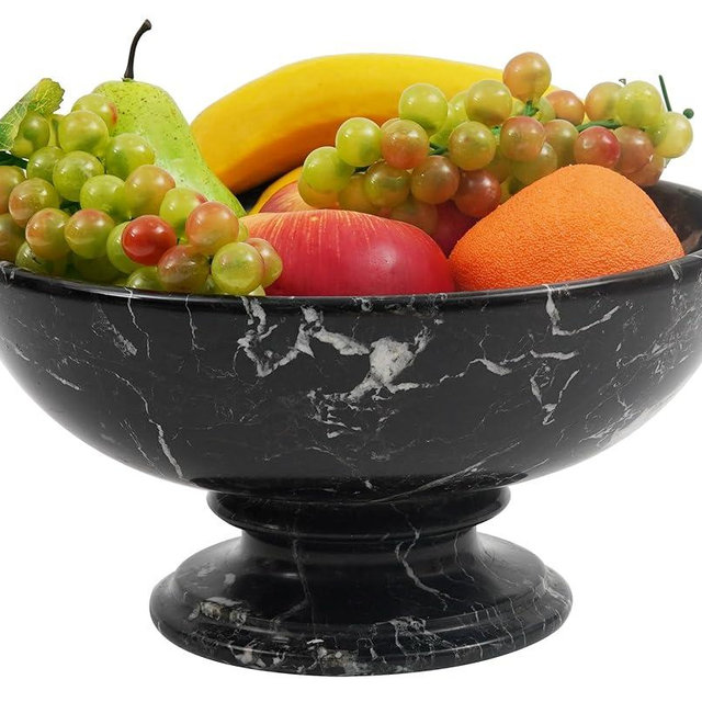 Radicaln Marble Fruit Bowl Black 10" Inches Handmade Fruit Storage Bowl For Kitchen Décor - Ideal Decorative Fruit Dish For Kitchen Counter Décor