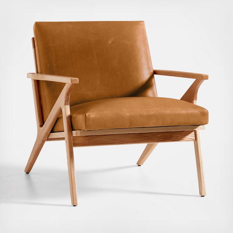 Crate and Barrel, Cavett Leather Accent Chair Zola - Main Image