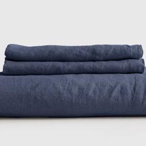 European Linen Fitted Sheet Set in Nightfall