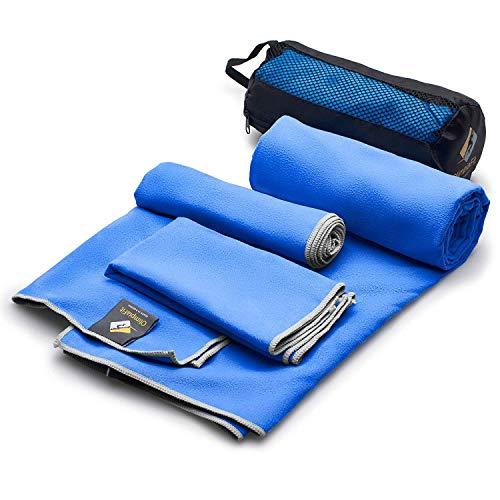 3 Size Towels at the Price of 1 - Super Pack - Fast Quick Dry · Super Absorbent · Ultra Compact · Lightweight · Antimicrobial · Set Microfiber Towels - Best For Gym Travel Camp Backpacking Yoga Fitnes
