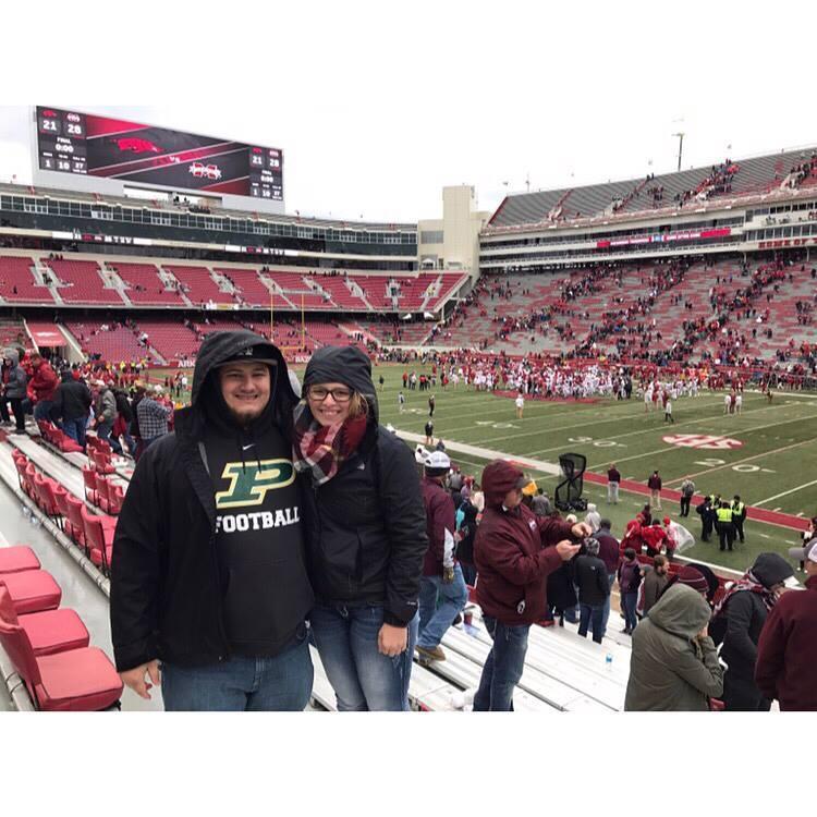 Justin and I decided on a Friday afternoon that we were going to drive to Arkansas for football the next morning! It was COLD and raining and did I mention COLD!