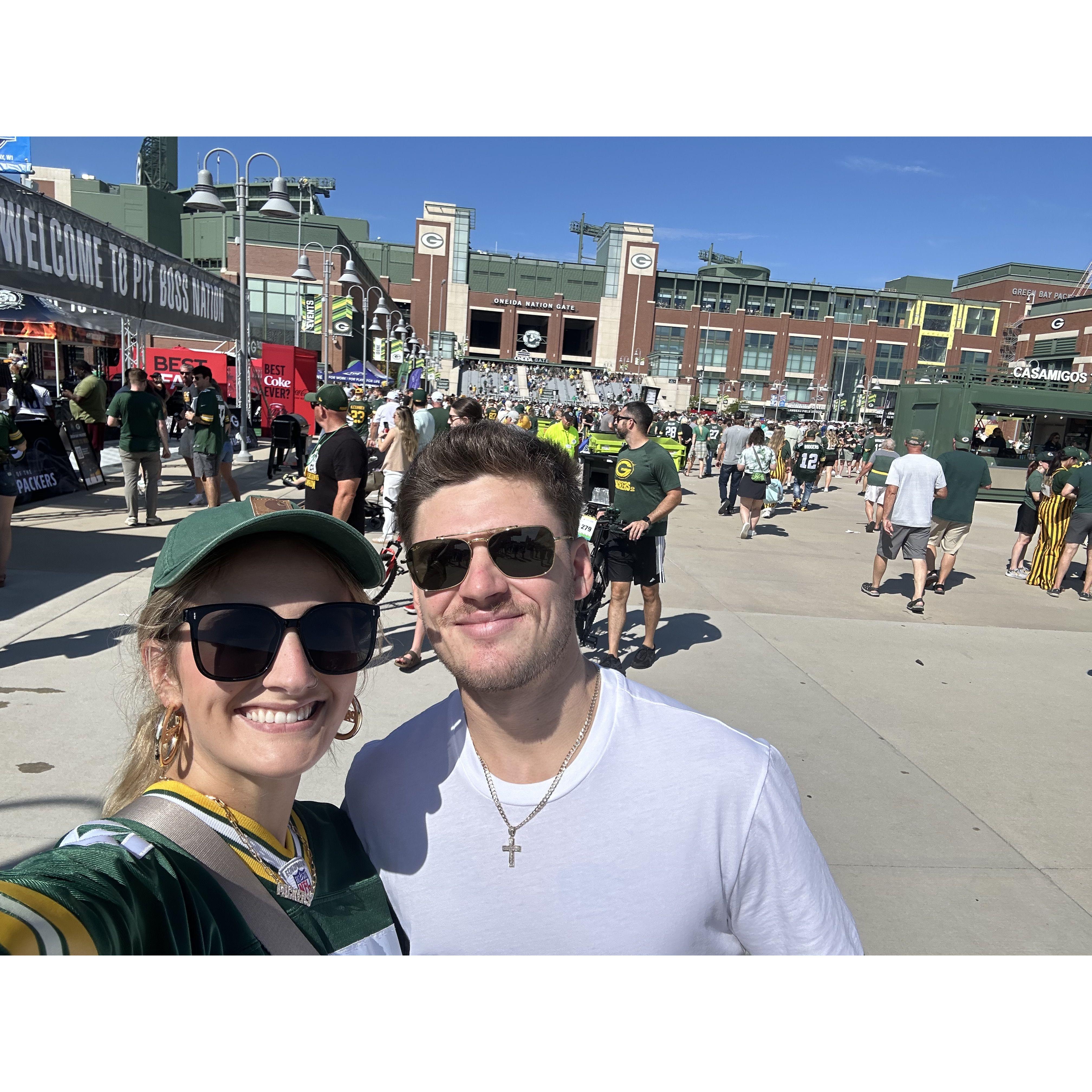First Packer game together! It was too hot!!