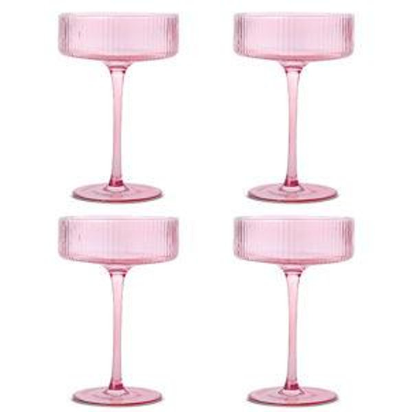 Ribbed Pink Coupes (set of 4)