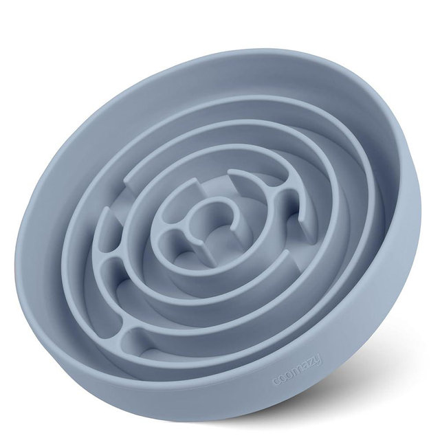 Coomazy Slow Feeder Dog Bowls, Silicone Dog Bowl with Suction Cups, Slow Feeder & Non-Slip Design, Boredom and Anxiety Reducer, Suitable for All Breed Dogs, Light Blue