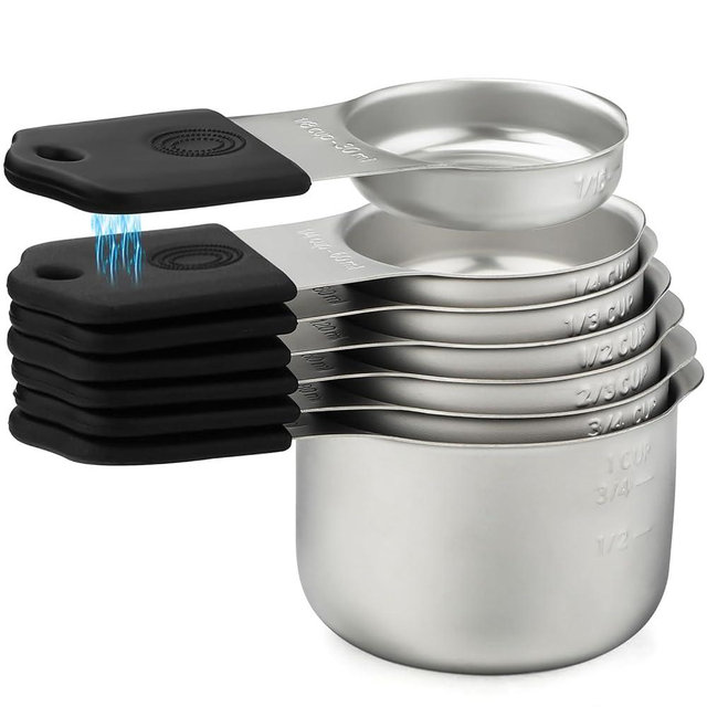 Magnetic Measuring Cups Set 7 Stainless Steel Stackable Nesting Measuring Cups for Measuring Dry and Liquid Ingredients