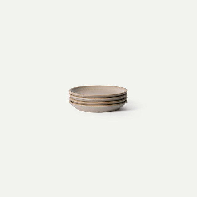 MORA Small Plates Set of 4, 6.5 inch Ceramic Pottery Dessert Plates - Microwave, Oven and Dishwasher Safe - Mushroom