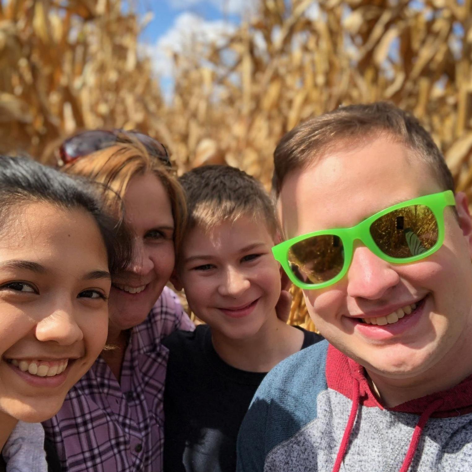 A corn maze with my mom and brother