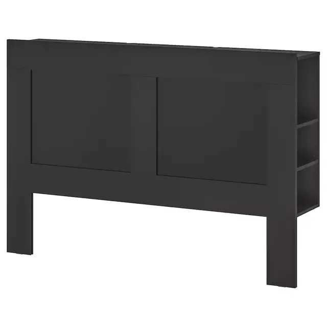 Headboard with storage compartment, black,