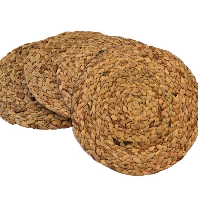 Benson Mills Water Hyacinth Braided Placemat Set of 4 (Natural, 13.5 Round)