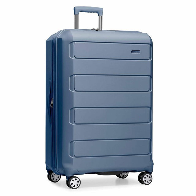 Traveler's Choice Pagosa Indestructible Hardshell Expandable Spinner Luggage, Slate Blue, 30-Inch Large