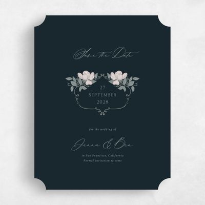 Blue Ticket Wedding Save the Date - Marmillo Portrait