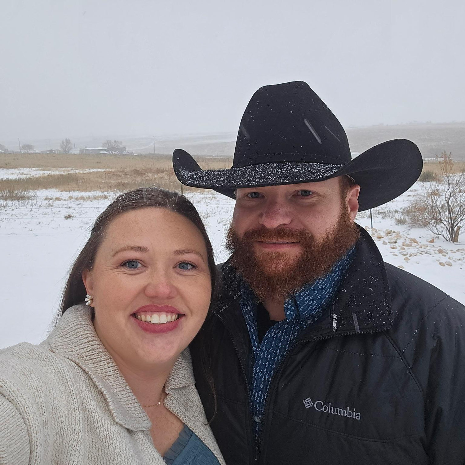 Braving a West Texas snow storm.