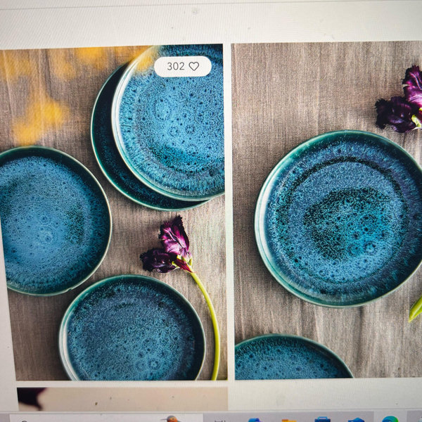 Reactive Glaze Tapas Plates, Set of 4, Navy Blue