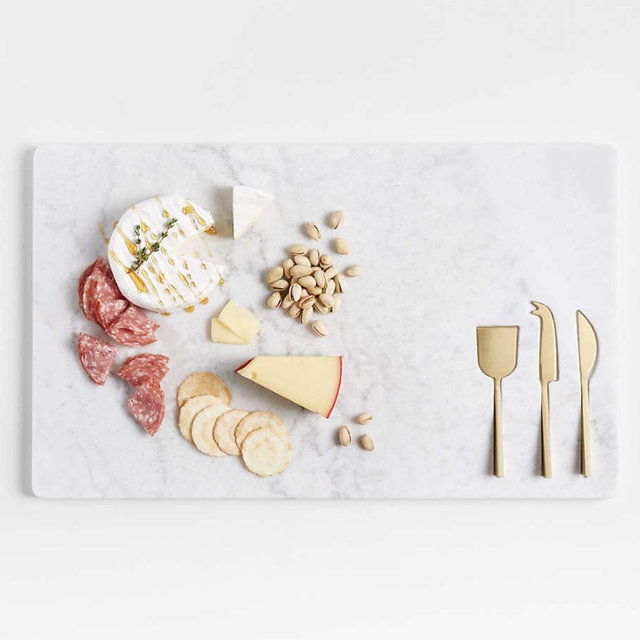 Octavia Large Marble Board with Cheese Knives