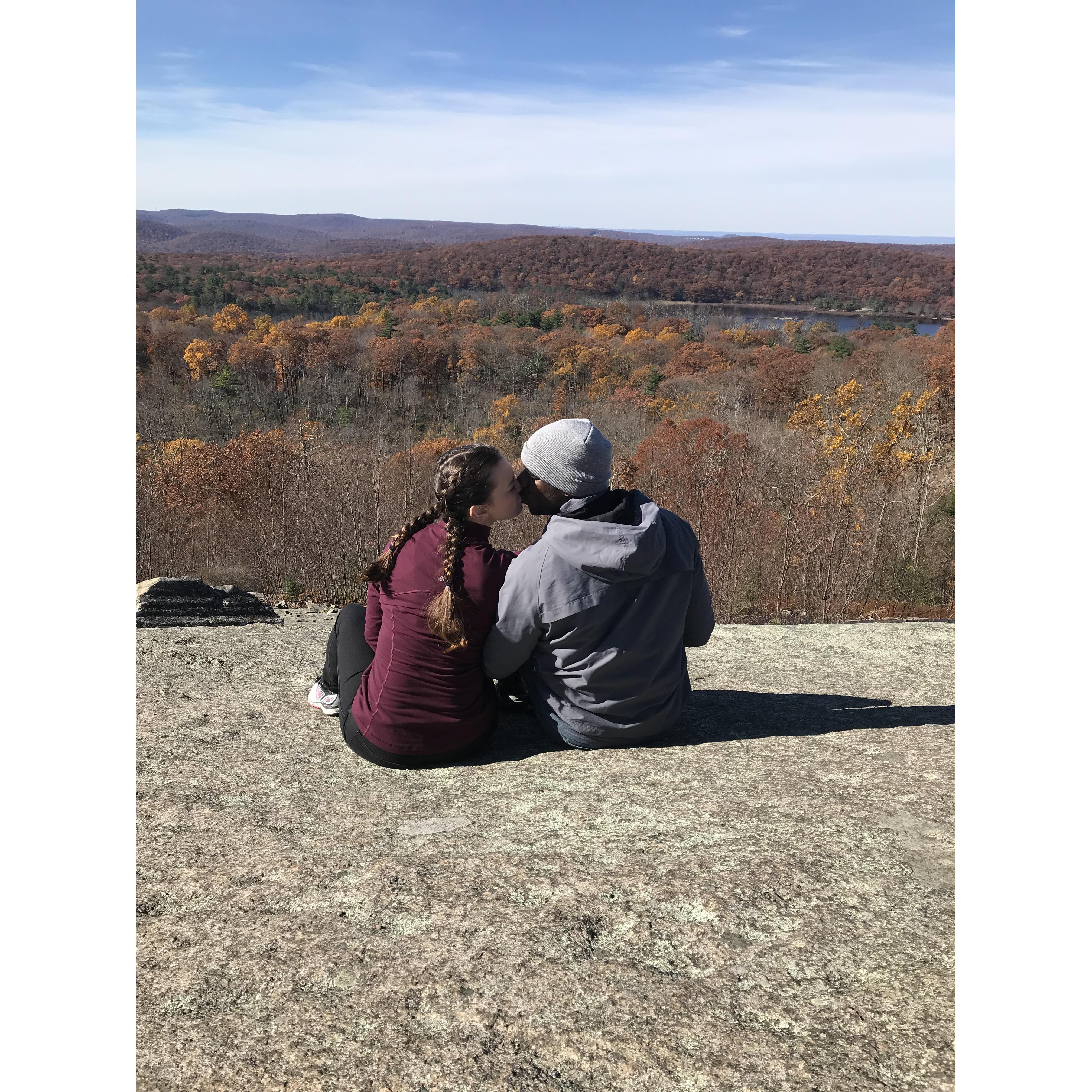 Taking a break from our hike in Harriman State Park