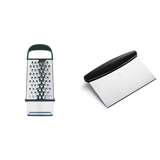 OXO Good Grips Box Grater & Good Grips Stainless Steel Scraper & Chopper