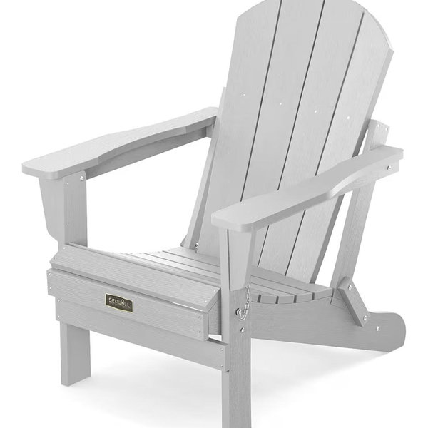 SERWALL Foldable Adirondack Chair Set of 2, Space Grey for Patio Garden Outdoors Fire Pit